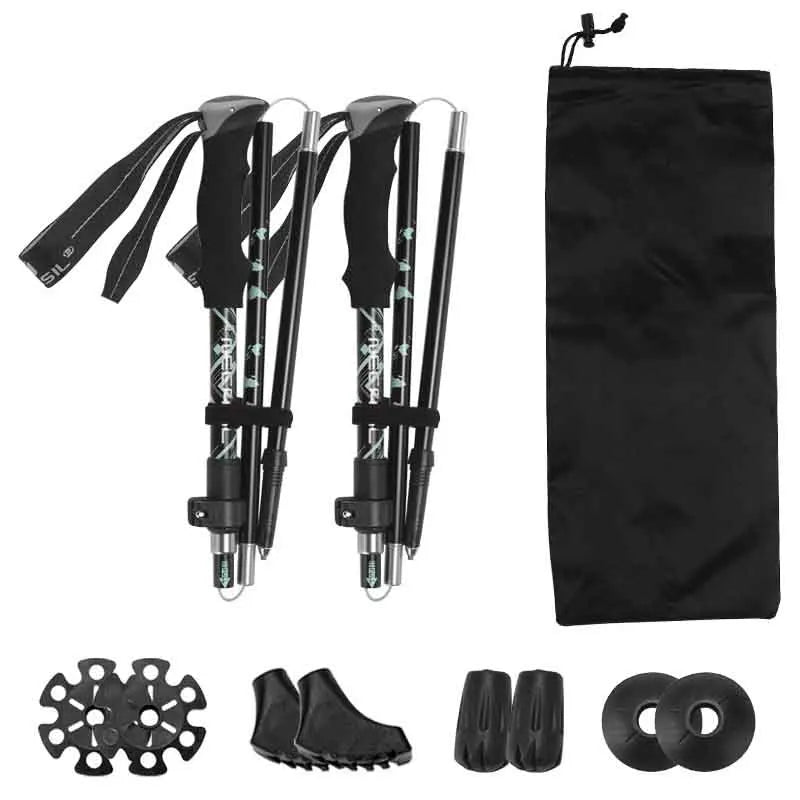 Lightweight Collapsible Hiking Poles Set with Snowshoe Backpacking Gear - 2pcs Aluminum Walking Sticks for Trekking Adventures