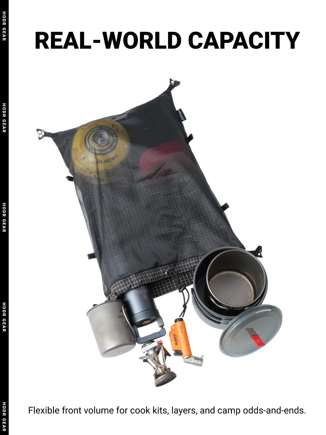 [HODRGEAR] Moudlar Kangaroo Pouch Backpack Expansion 6L Ultralight 58g Gridstop for Hiking Trekking UL Gear Beaver Tail